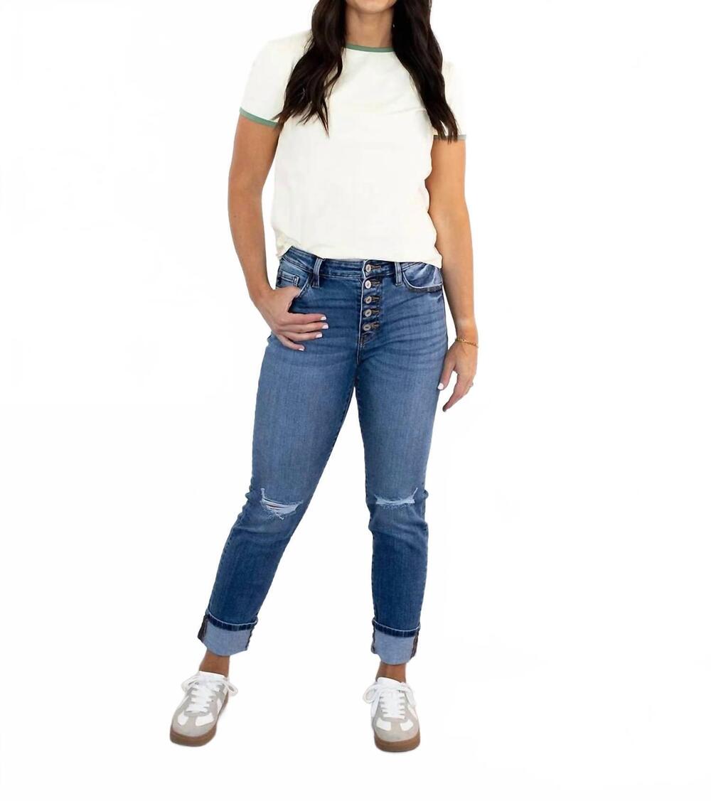 NEW KANCAN haidee skinny straight leg jeans in medium denim